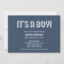 Invitación Es un chico negrita y moderno Baby Shower Minimali