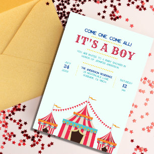 Invitación Es un chico o un Chica   Circus Baby Shower