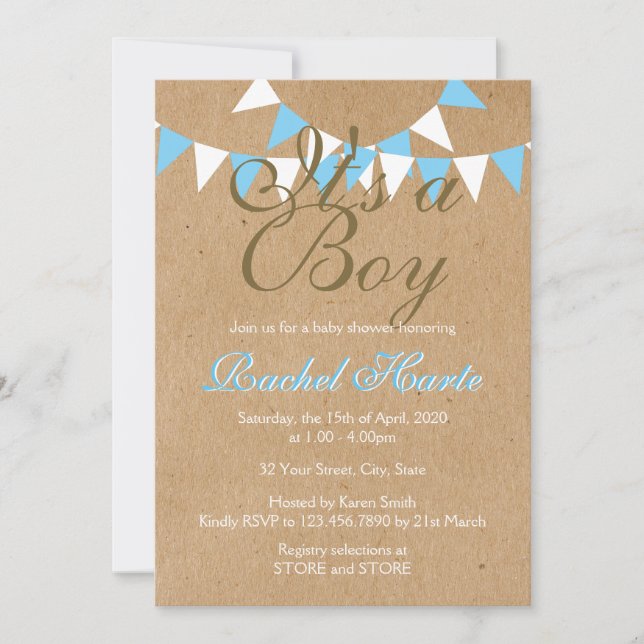 Invitación Es un chico Recién nacido rústico haciendo Baby Sh (Anverso)