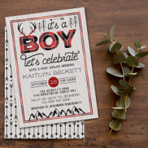¡Es un chico! Rustic Plaid Lumberjack Baby Shower