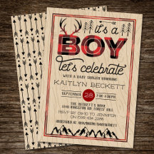 ¡Es un chico! Rustic Plaid Lumberjack Baby Shower