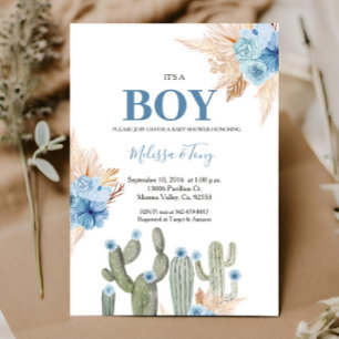 Invitación Es un chico Taco sobre amor azul floral FIESTA DE 