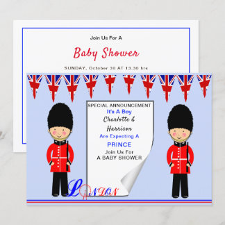 Invitación Es un chico un príncipe real tema de Londres Baby