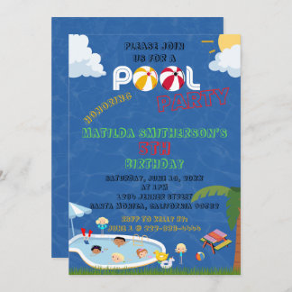 Invitación ES UN CUMPLEAÑOS Fiesta DE Piscina