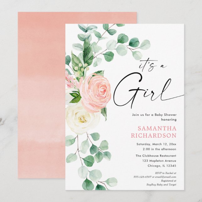 Invitación Es un eucalipto de Chica primavera floral de la ve (Anverso / Reverso)