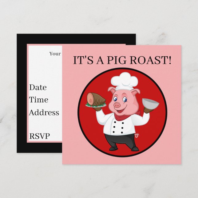Invitación Es un fiesta asado de cerdo (Anverso / Reverso)