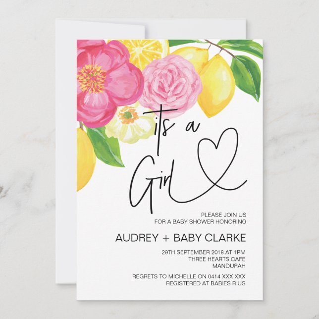 Invitación Es un Fiesta de Baby Shower Chica, el canalla de b (Anverso)