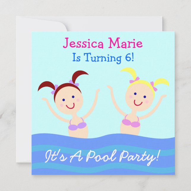 Invitación ¡Es un Fiesta de piscina! (Anverso)