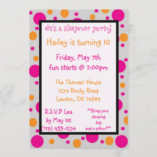 Invitación ¡Es un fiesta del sleepover! , Hai…