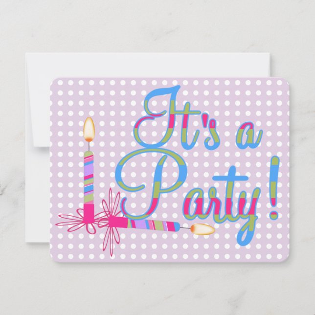 Invitación Es un Fiesta en morado (Anverso)