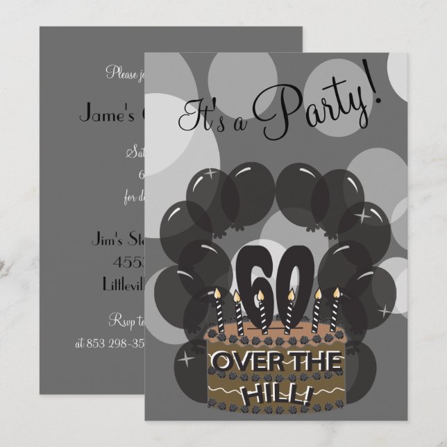 Invitación Es un Fiesta | Nombre DIY | 60 cumpleaños (Anverso / Reverso)