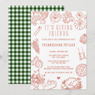 Invitación Es un Friendsgiving Potluck Casual para Amigos y C