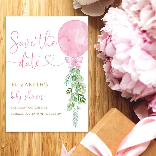 Invitación Es un globo de eucaliptos rosados Chica Salven la  (Subido por el creador)