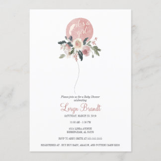 Invitación Es un globo floral Baby Shower de la acuarela del