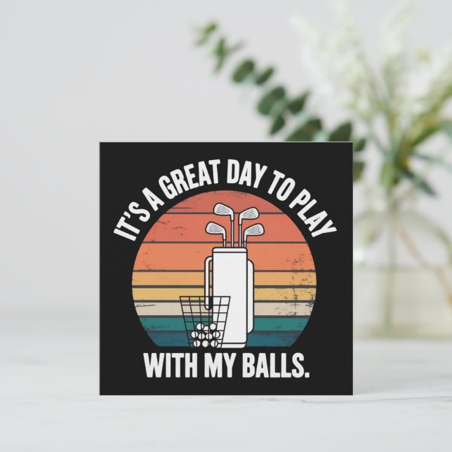 Invitación Es Un Gran Día Para Jugar Con Mis Bolas Divertido  (Anverso de pie)