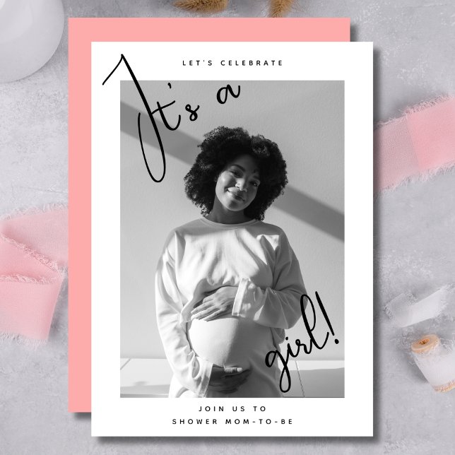 Invitación Es un guión de foto Chica Baby Shower (Subido por el creador)