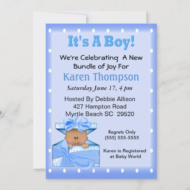 Invitación Es un joven Baby Shower afroamericano (Anverso)