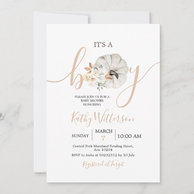 Invitación Es un joven calabaza Rustic Floral Baby Shower (Anverso)