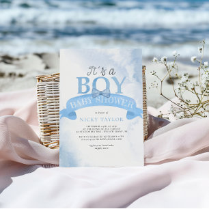Invitación Es un niño acuarela azul polvo Baby Shower