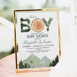 Invitación Es un niño acuarela Woodland Baby Shower