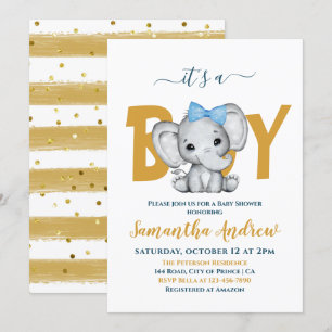 Invitación Es un niño adorable elefante pequeño Baby Shower I