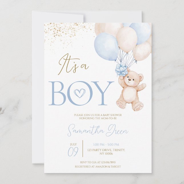 Invitación Es un niño al que podemos esperar Baby Shower (Anverso)