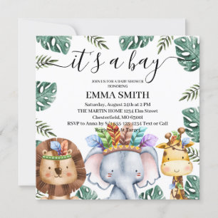 Invitación Es un niño Animales del bosque Baby Shower