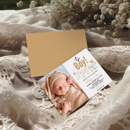 Invitación ¡Es un niño! Baby Shower azul - dulce y dulce