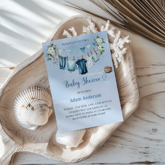 Invitación Es un niño Baby Shower con el tema de la lavanderí