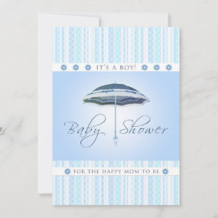 Invitación Es un niño - Baby Shower - Paraguas azul