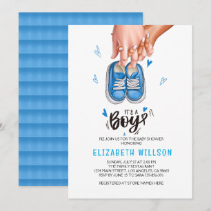 Invitación Es un niño Baby Shower Pareja Manos