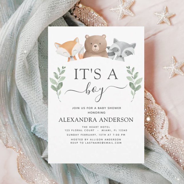 Invitación Es un niño Baby Shower Woodland Green (Subido por el creador)