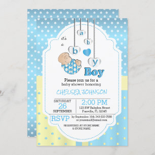 Invitación Es un niño bebé  Bebé azul curado