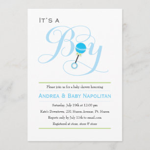 Invitación Es un niño bebé rattle    Baby Shower