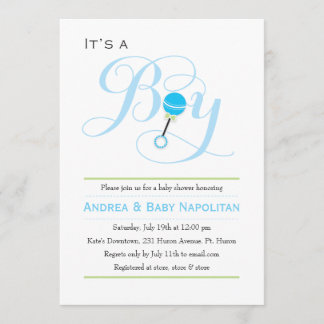 Invitación Es un niño bebé rattle | Baby Shower