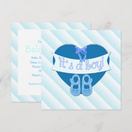 Invitación Es un niño Blue Heart Shoes Baby Boy Shower Invite