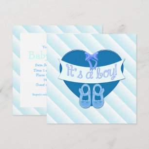 Invitación Es un niño Blue Heart Shoes Baby Boy Shower Invite