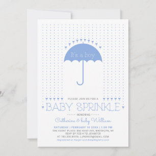 Invitación Es un niño   Blue Hearts & Umbrella Baby Sprinkle