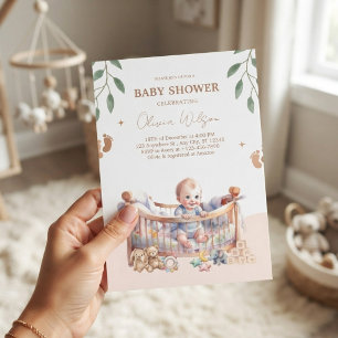 Invitación Es un niño Boho Bassinet baby shower