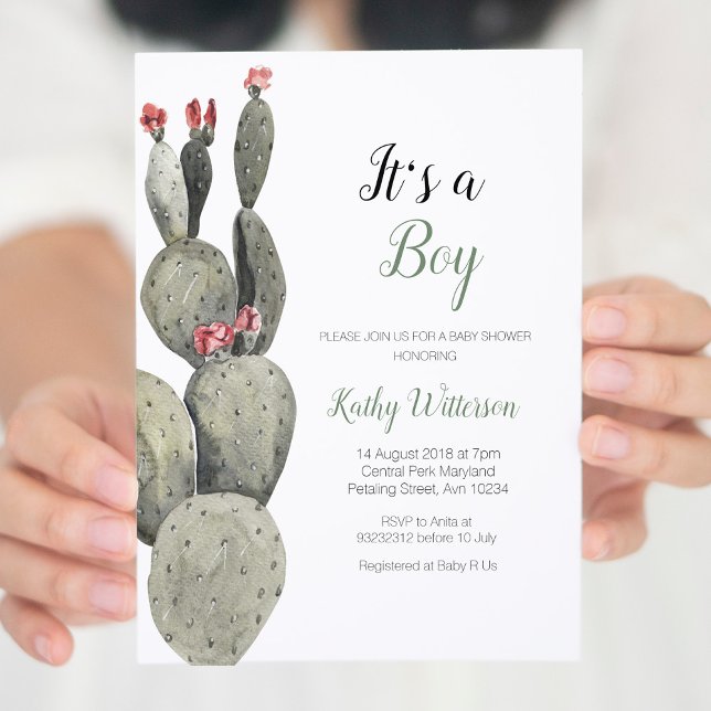 Invitación Es un niño Cactus Peach Baby Shower (Subido por el creador)