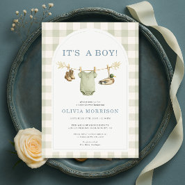 Invitación Es un Niño Caza de Patos Ropa Tendida Baby Shower