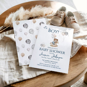 Invitación Es un niño con Teddy Bear y Globos Baby Shower