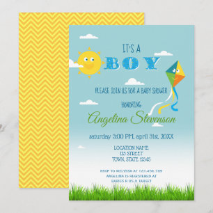 Invitación Es un Niño Cumpleaños de Bebe Cometa del Sol Lindo