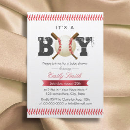 Invitación Es un niño de béisbol con el título de Baby Shower