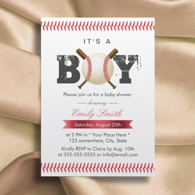 Invitación Es un niño de béisbol con el título de Baby Shower (Subido por el creador)