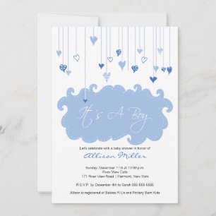 Invitación Es un niño de corazón azul Baby Shower