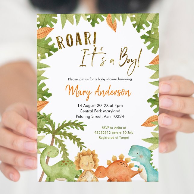 Invitación Es un niño Dinosaur Baby Shower (Subido por el creador)