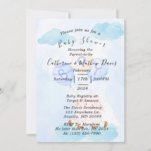 Invitación Es un niño dulce de cordero con globos Invitatio