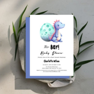 Invitación Es un Niño Dulce Dinosaurio Acuarela Baby Shower