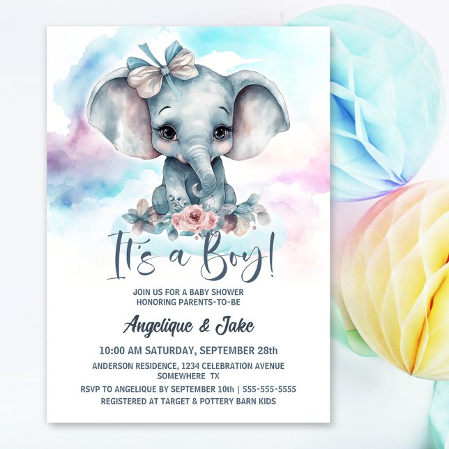 Invitación Es un niño elefante Baby Shower (Subido por el creador)
